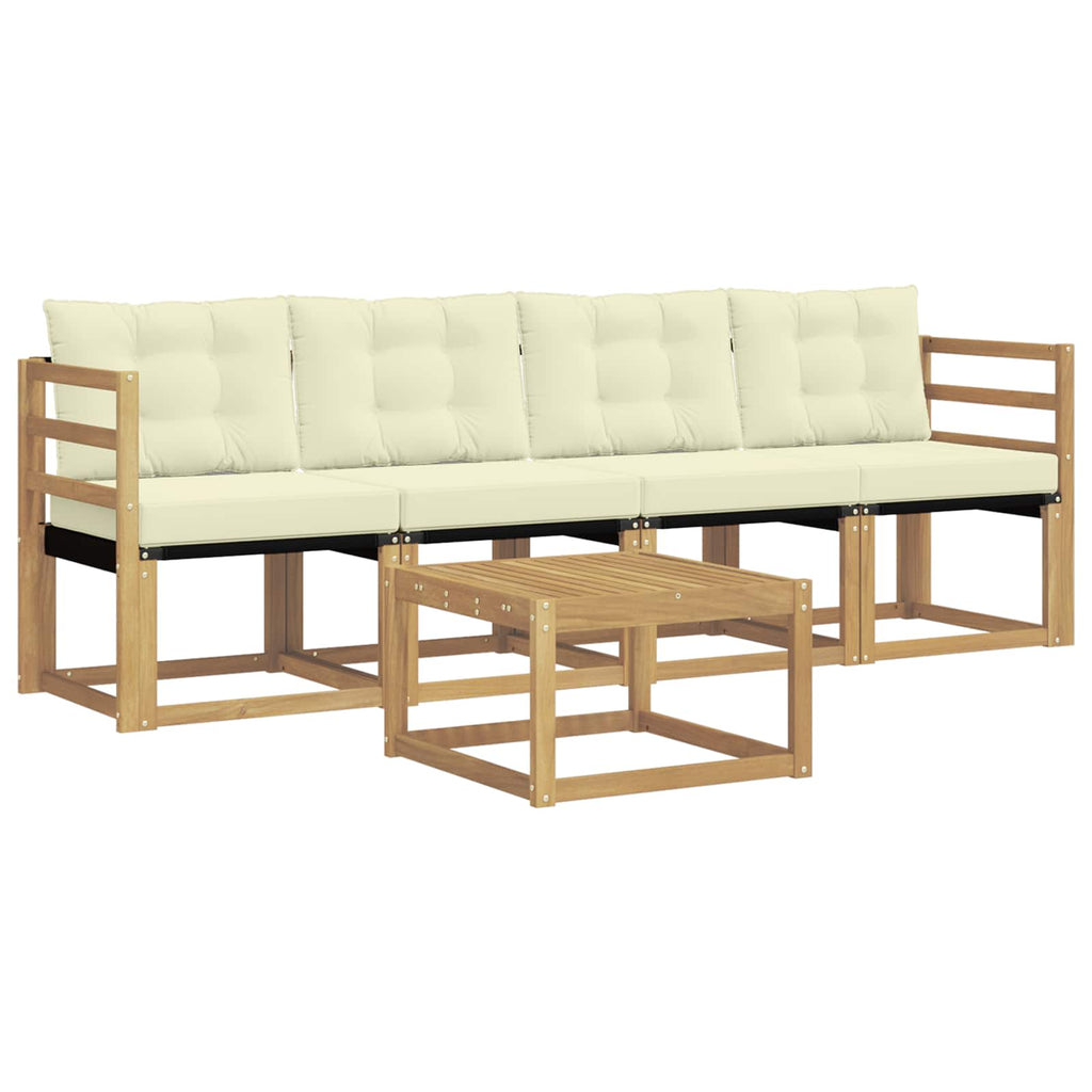 Outdoor-Sofagarnitur mit Kissen 5 pcs Weiß und Creme