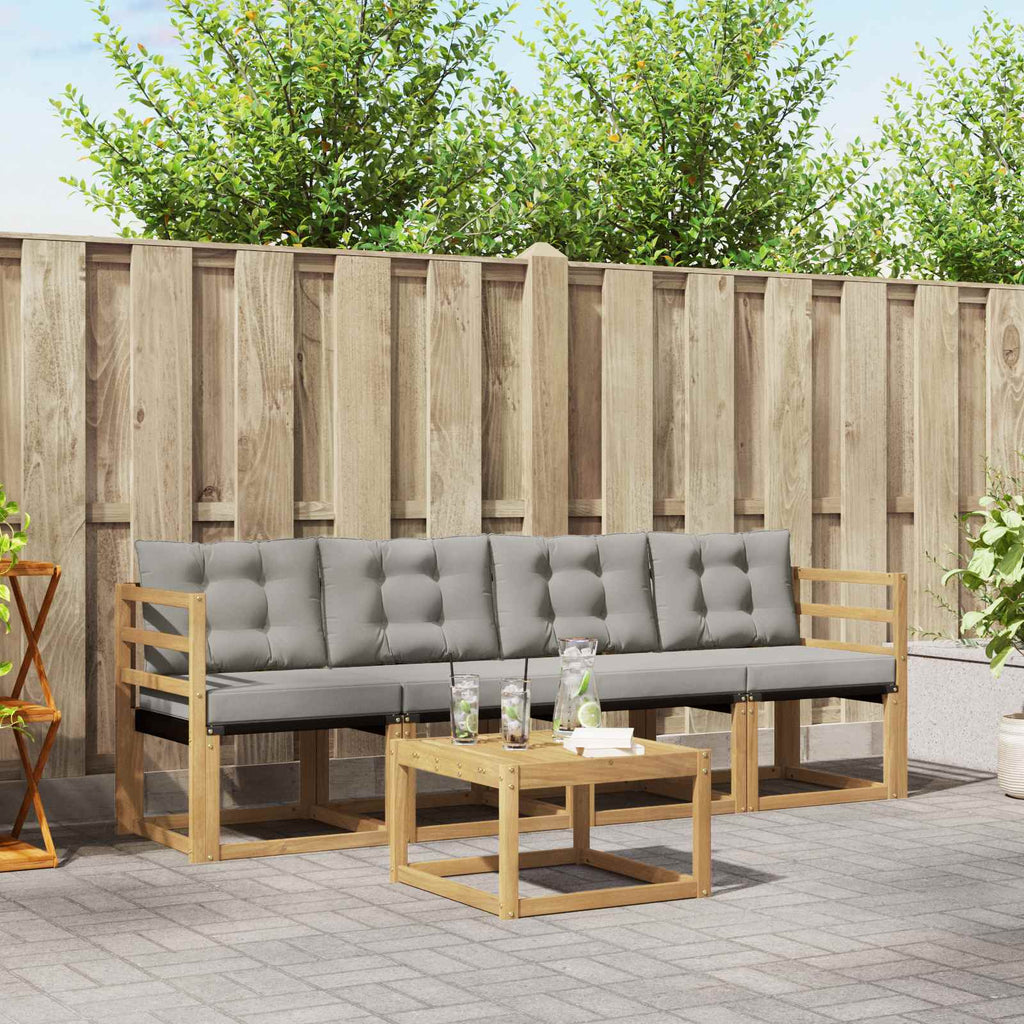 Outdoor-Sofagarnitur mit Kissen 5 pcs Weiß und Hellgrau