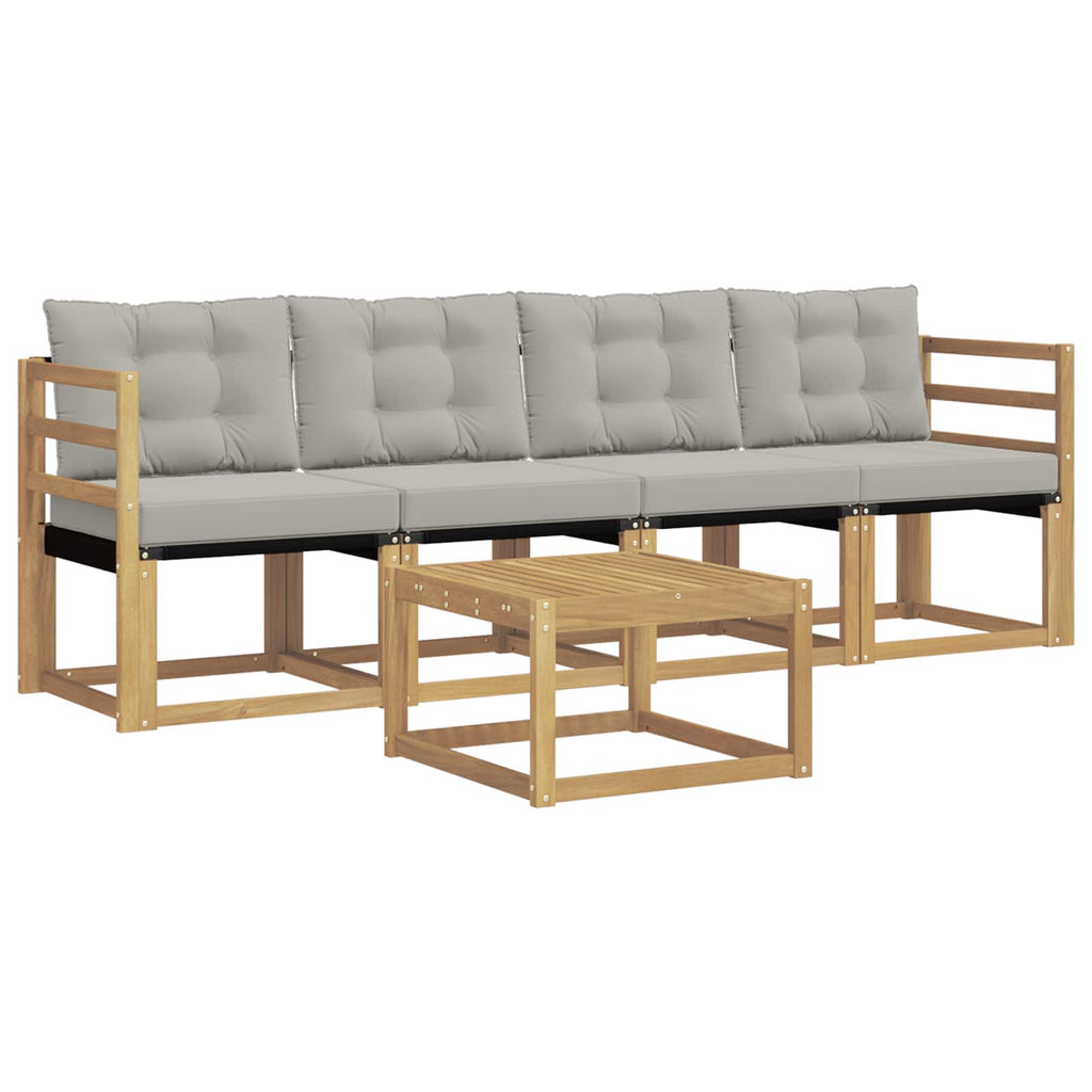 Outdoor-Sofagarnitur mit Kissen 5 pcs Weiß und Hellgrau