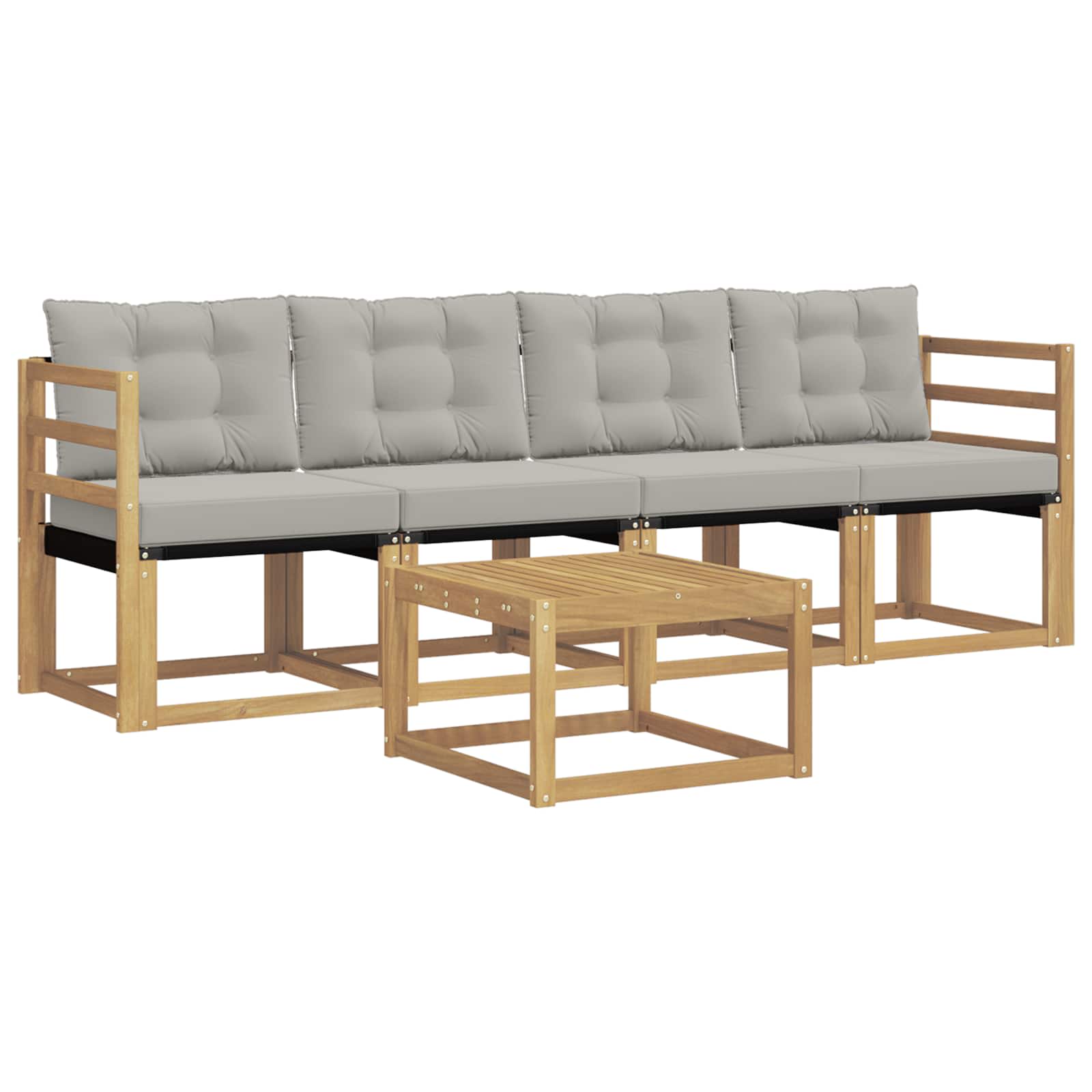 Outdoor-Sofagarnitur mit Kissen 5 pcs Weiß und Hellgrau