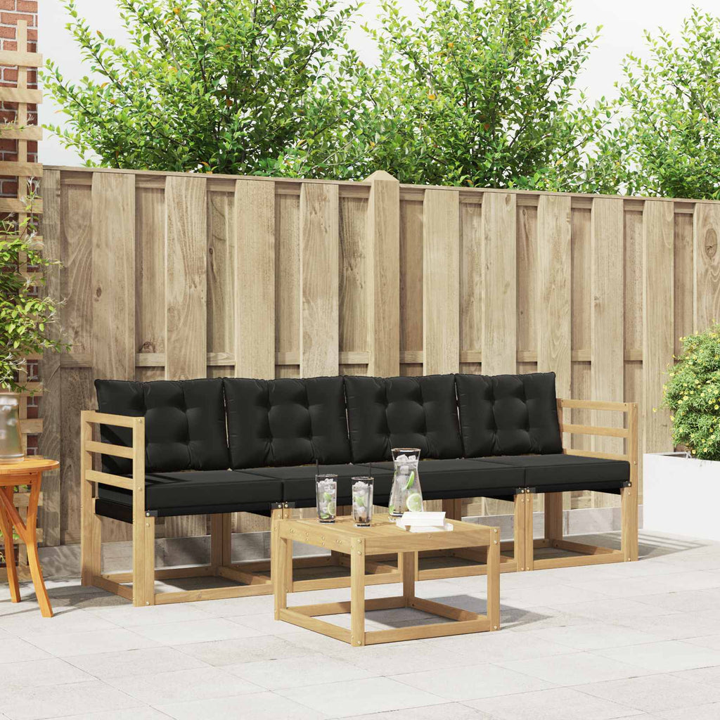 Outdoor-Sofagarnitur mit Kissen 5 pcs Weiß und Schwarz