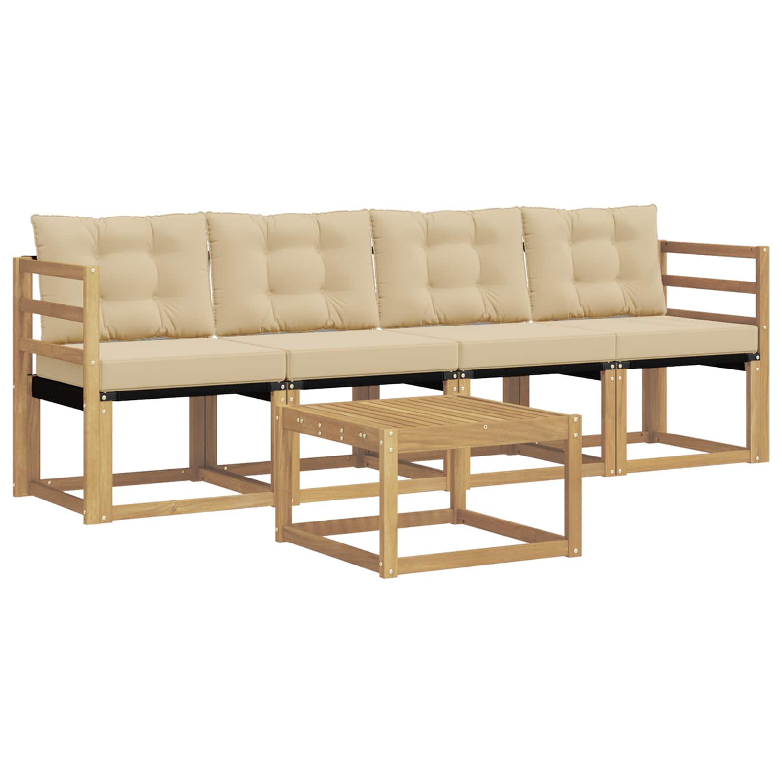 Outdoor-Sofagarnitur mit Kissen 5 pcs Weiß und Beige