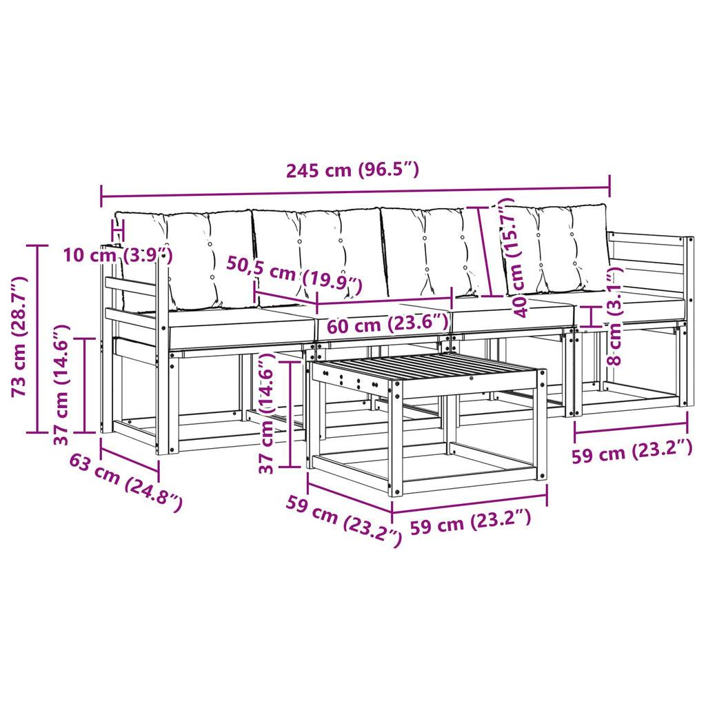 Outdoor-Sofagarnitur mit Kissen 5 pcs Weiß und Beige