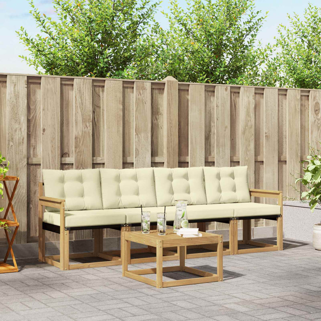 Outdoor-Sofagarnitur mit Kissen 5 pcs Weiß und Creme