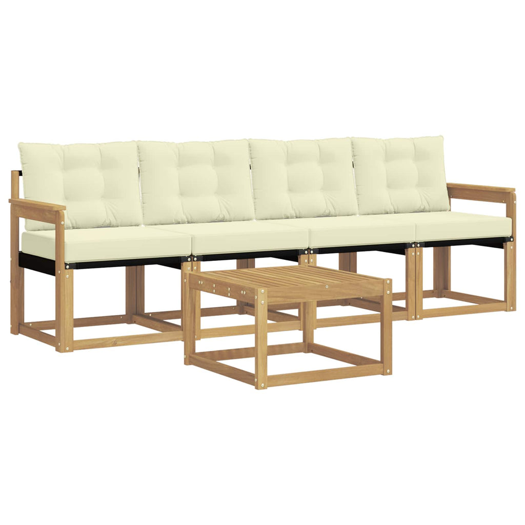 Outdoor-Sofagarnitur mit Kissen 5 pcs Weiß und Creme