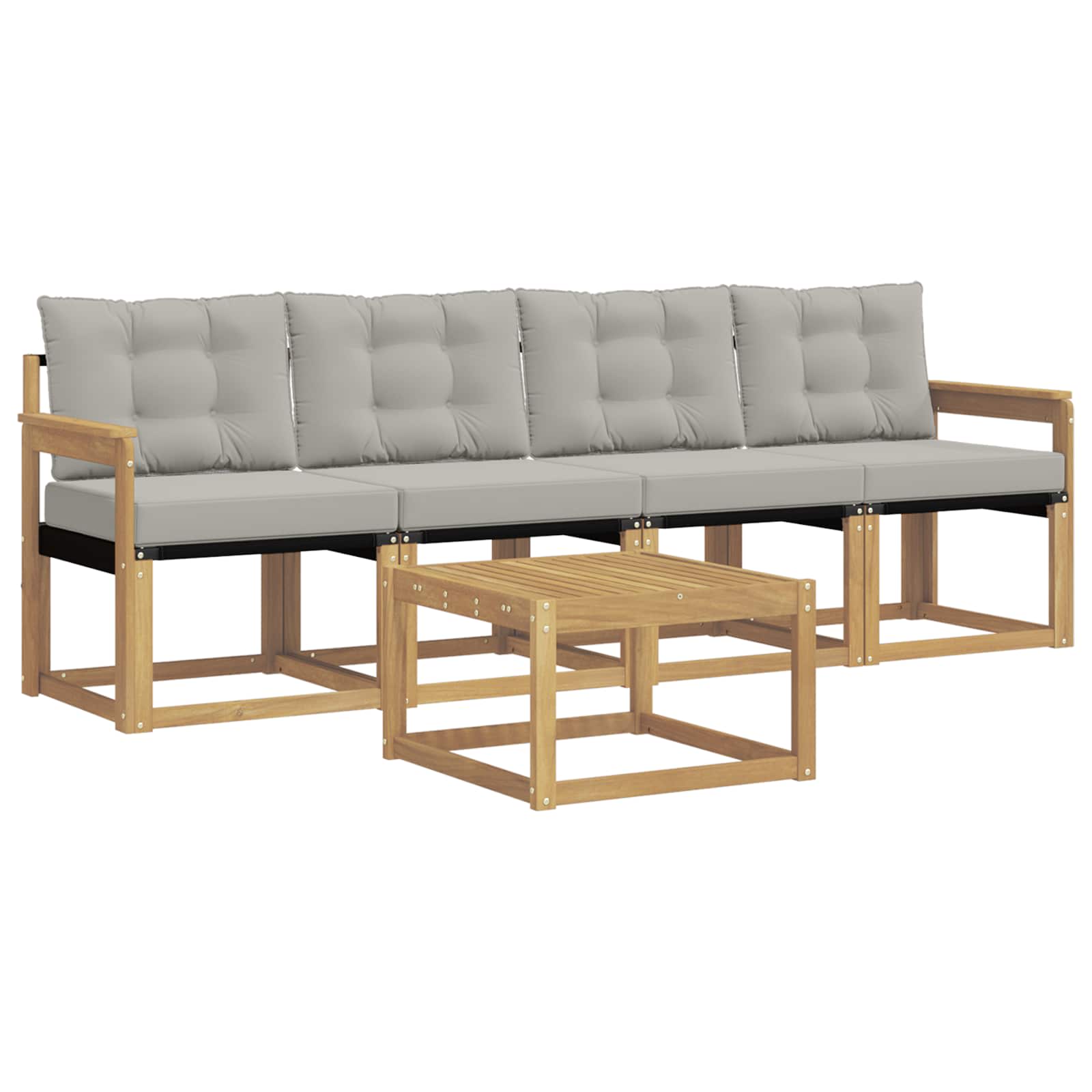 Outdoor-Sofagarnitur mit Kissen 5 pcs Weiß und Hellgrau