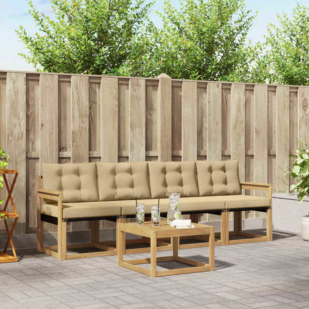 Outdoor-Sofagarnitur mit Kissen 5 pcs Weiß und Beige