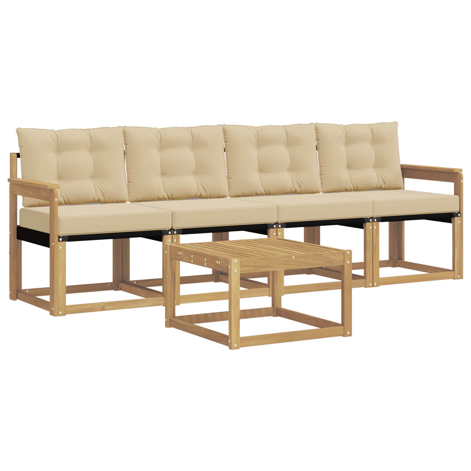 Outdoor-Sofagarnitur mit Kissen 5 pcs Weiß und Beige