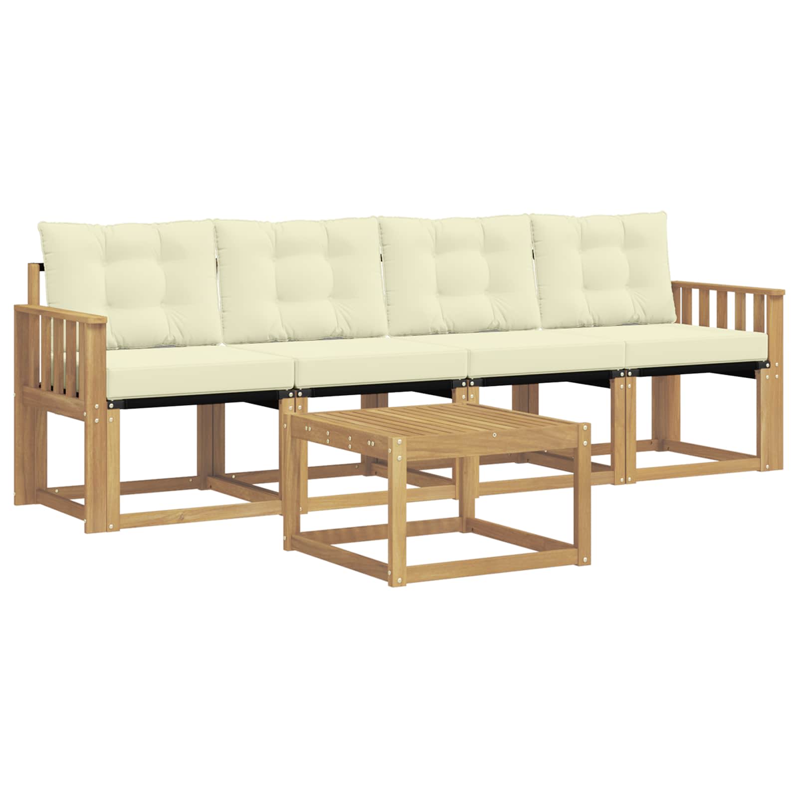Outdoor-Sofagarnitur mit Kissen 5 pcs Weiß und Creme