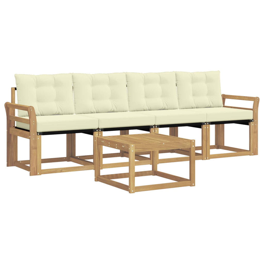Outdoor-Sofagarnitur mit Kissen 5 pcs Weiß und Creme