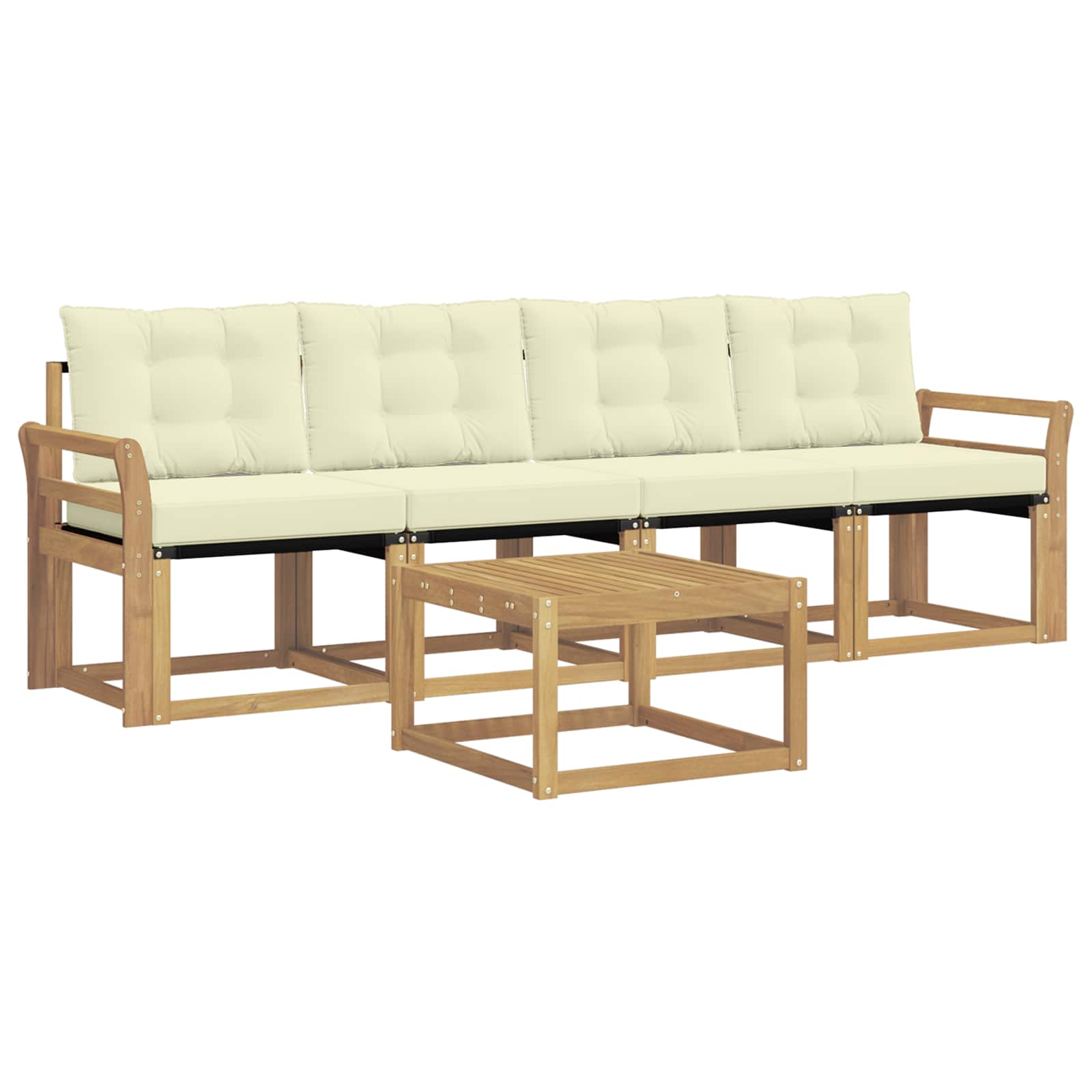 Outdoor-Sofagarnitur mit Kissen 5 pcs Weiß und Creme