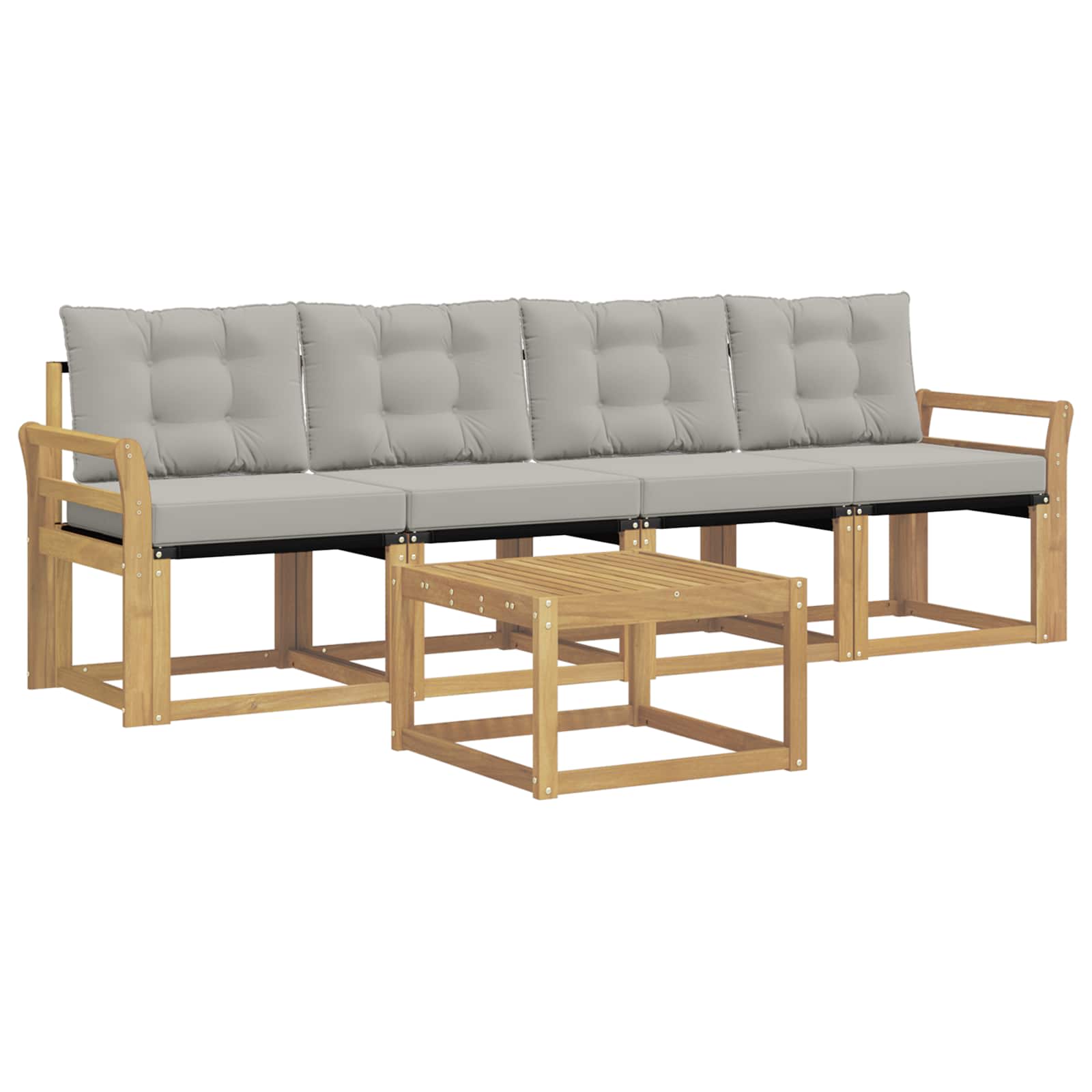 Outdoor-Sofagarnitur mit Kissen 5 pcs Weiß und Hellgrau