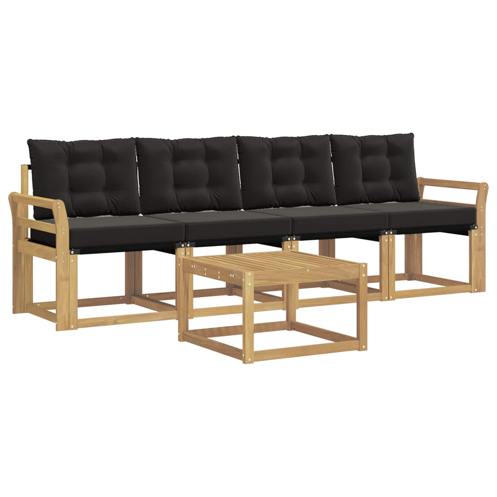 Outdoor-Sofagarnitur mit Kissen 5 pcs Weiß und Schwarz