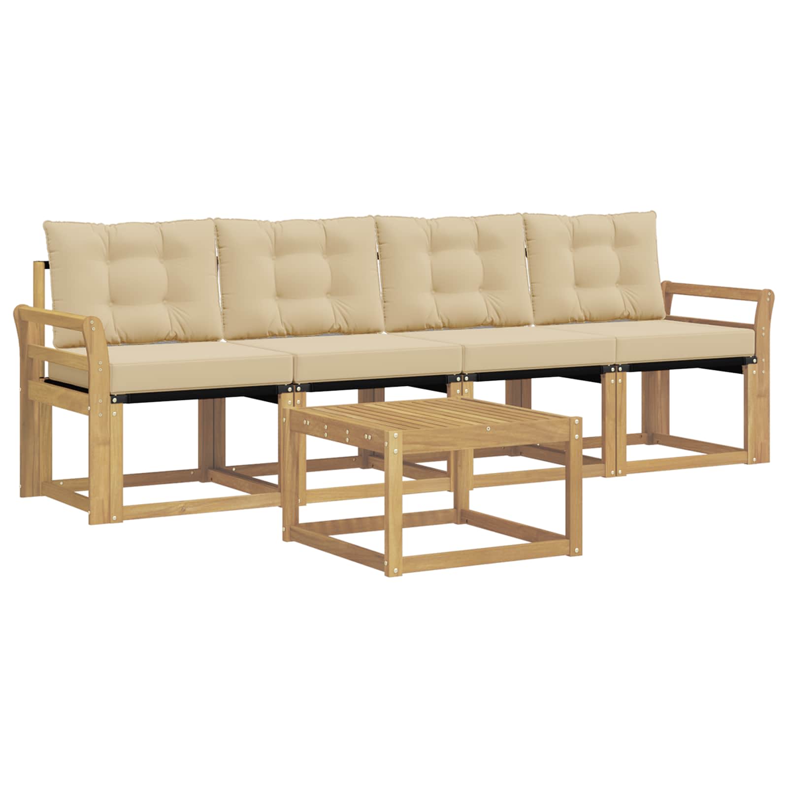 Outdoor-Sofagarnitur mit Kissen 5 pcs Weiß und Beige