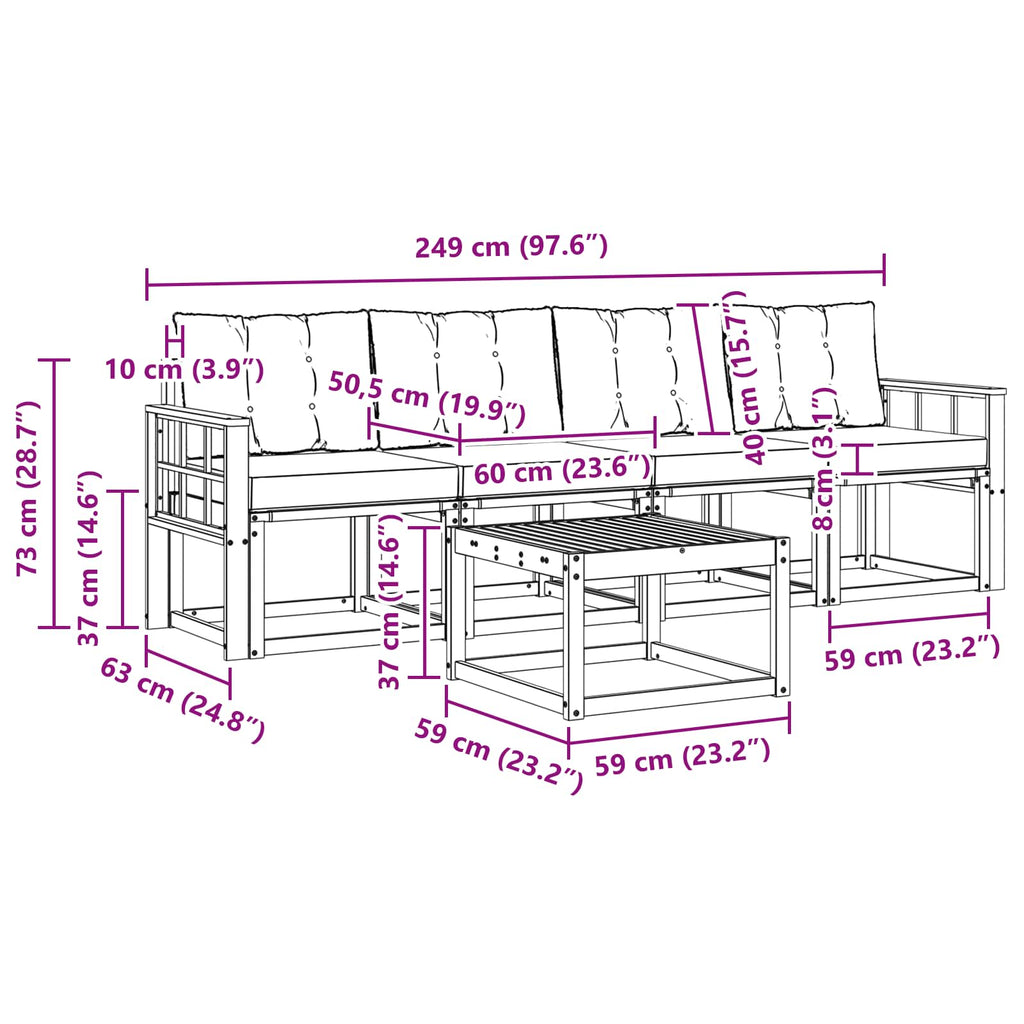 Outdoor-Sofagarnitur mit Kissen 5 pcs Weiß und Creme