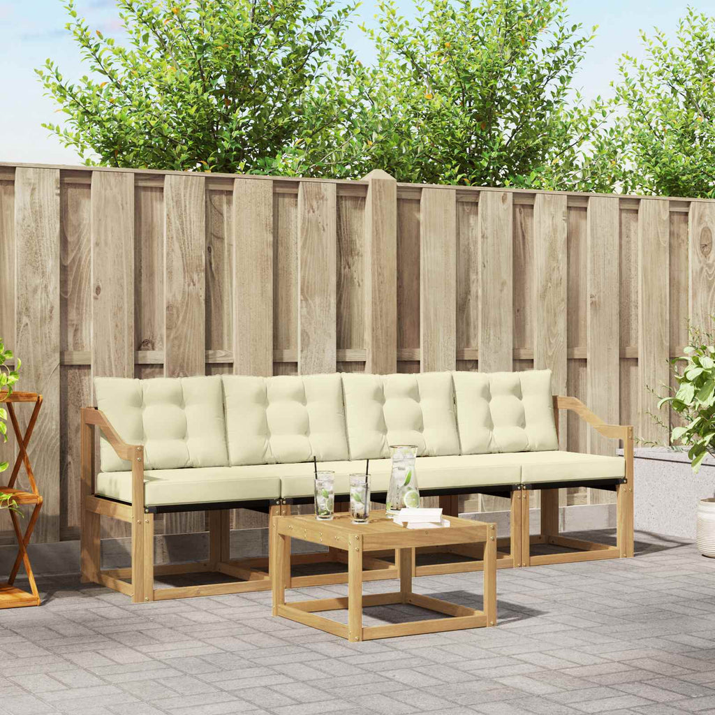 Outdoor-Sofagarnitur mit Kissen 5 pcs Weiß und Creme