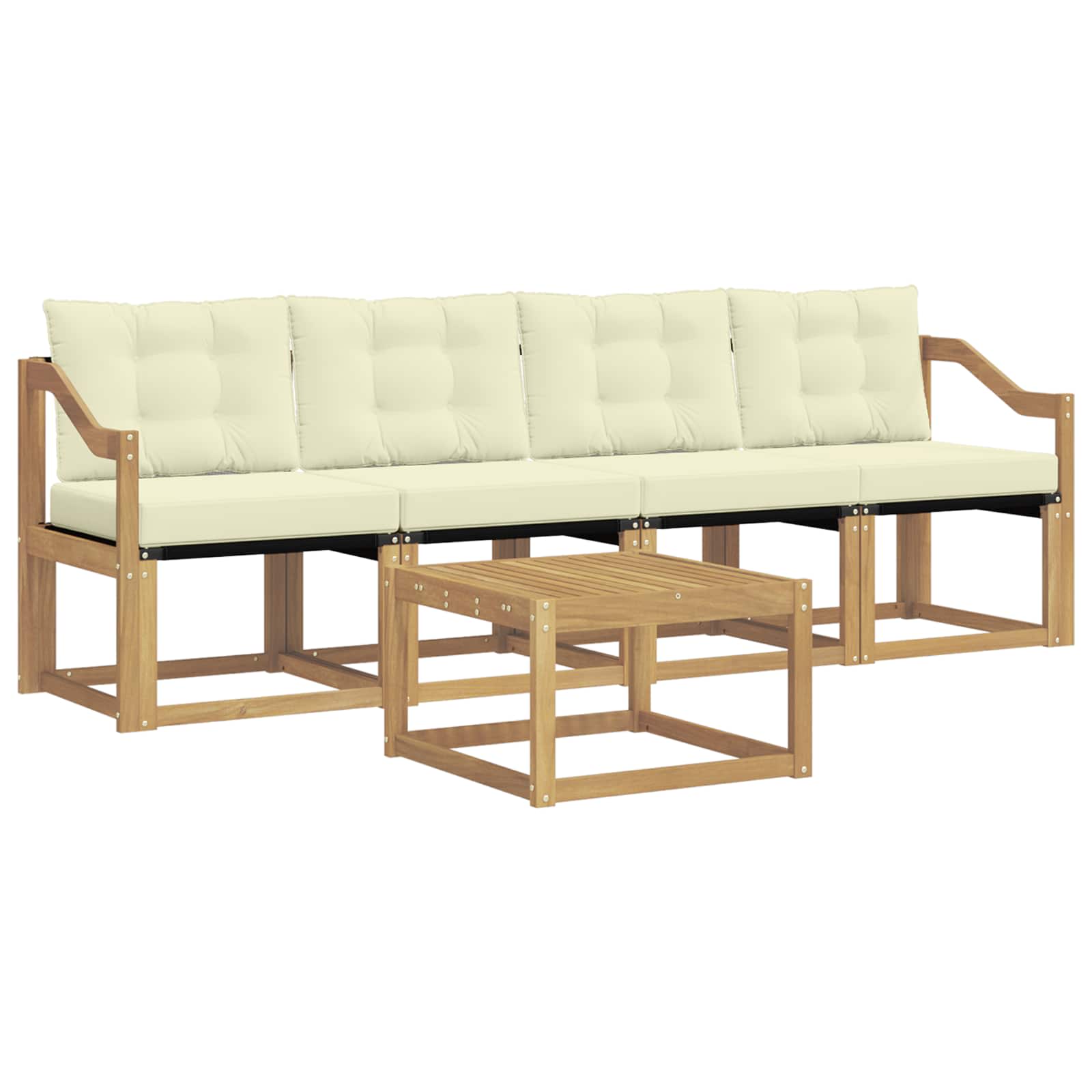 Outdoor-Sofagarnitur mit Kissen 5 pcs Weiß und Creme