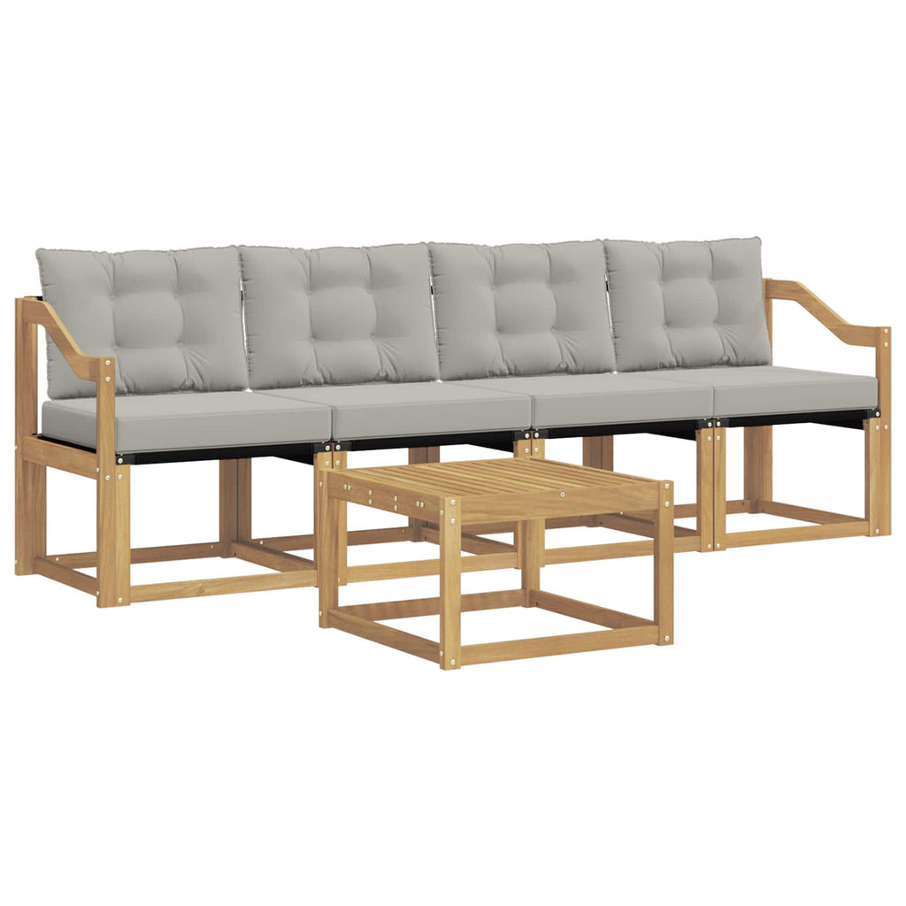 Outdoor-Sofagarnitur mit Kissen 5 pcs Weiß und Hellgrau