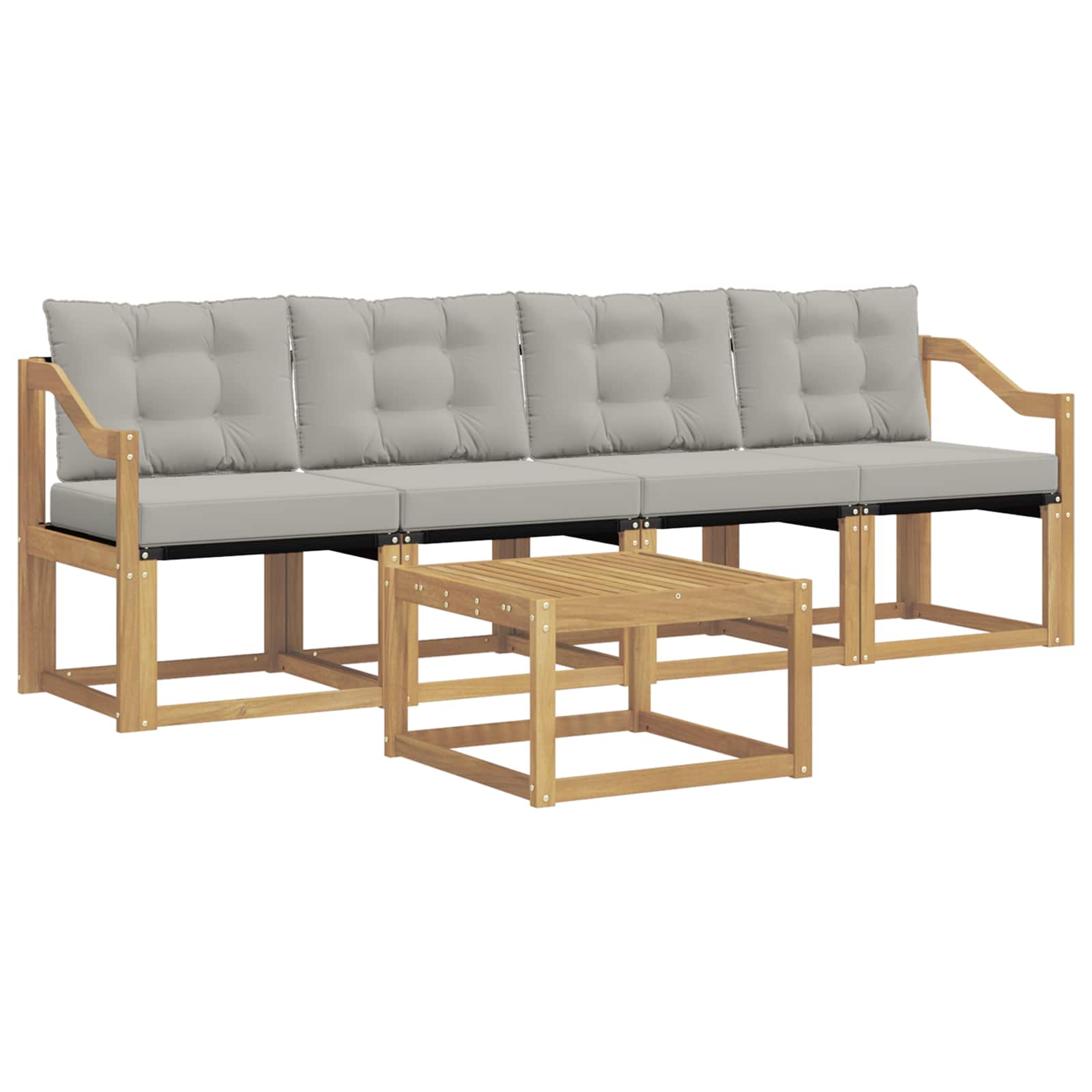 Outdoor-Sofagarnitur mit Kissen 5 pcs Weiß und Hellgrau