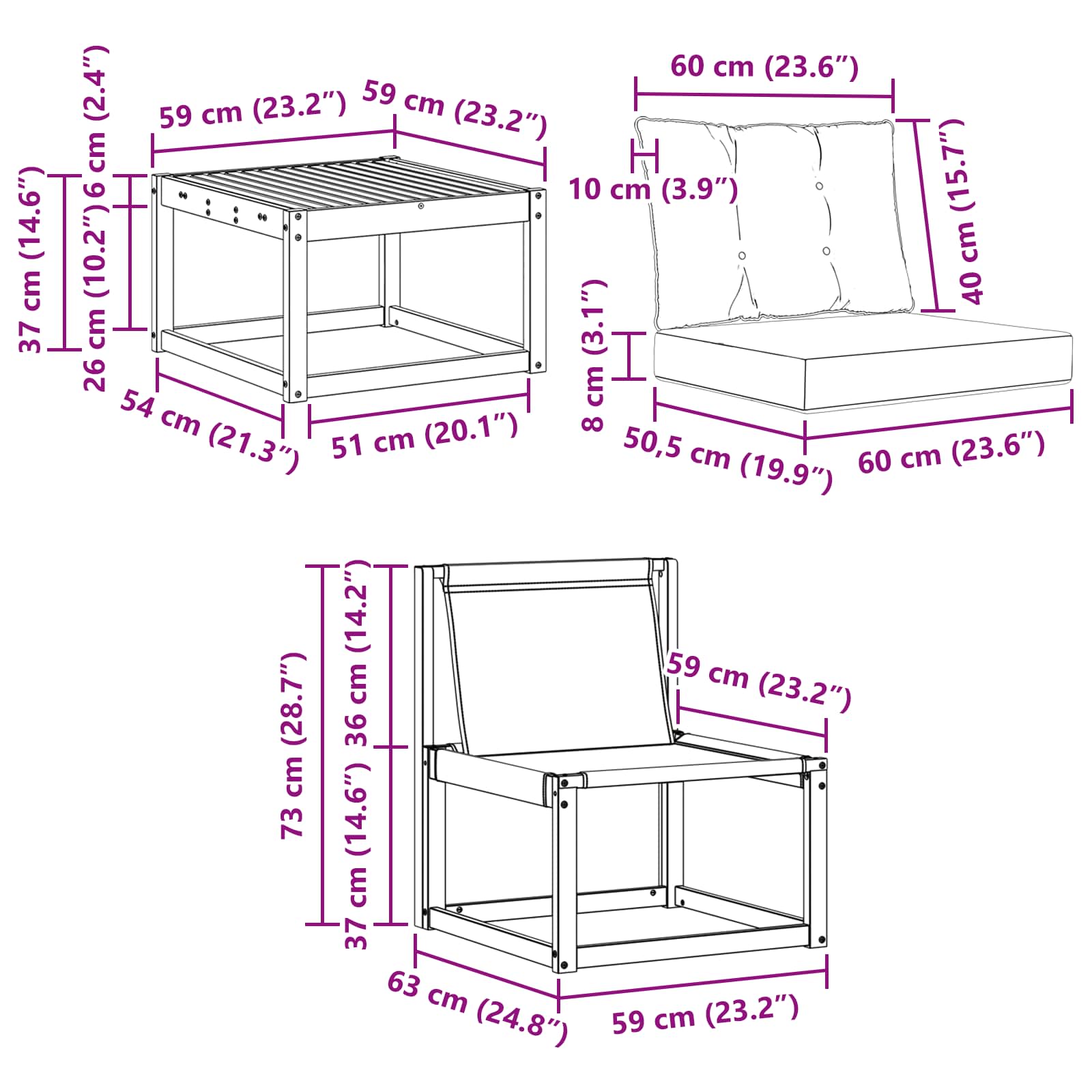Outdoor-Sofagarnitur mit Kissen 5 pcs Weiß und Hellgrau