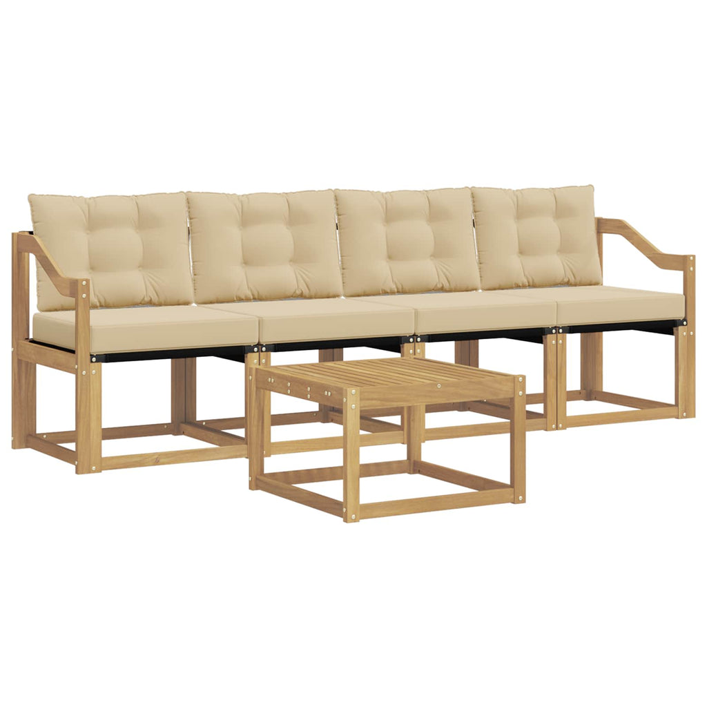 Outdoor-Sofagarnitur mit Kissen 5 pcs Weiß und Beige