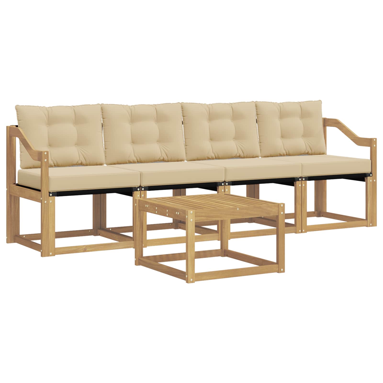 Outdoor-Sofagarnitur mit Kissen 5 pcs Weiß und Beige