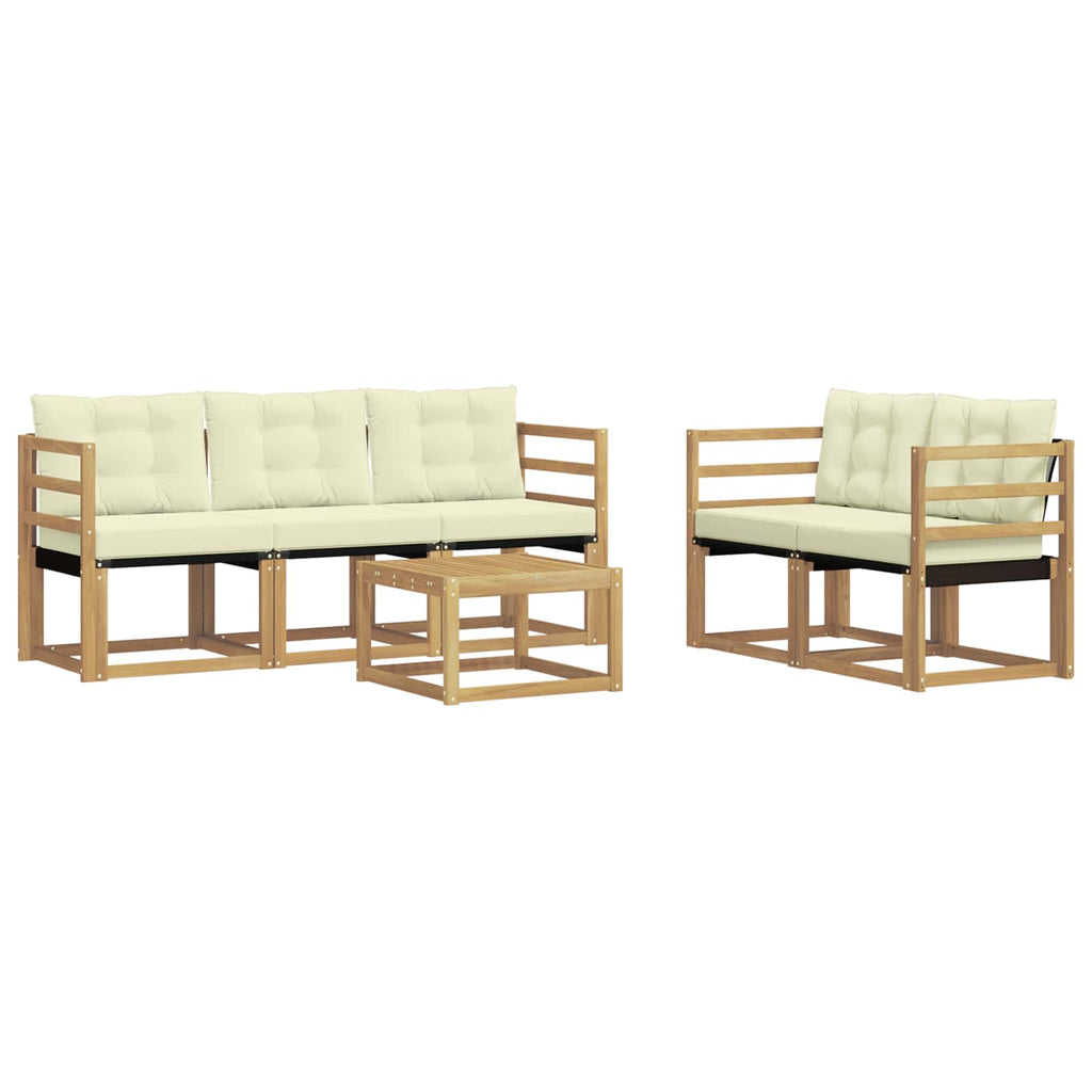 Outdoor-Sofagarnitur mit Kissen 6 pcs Weiß und Creme