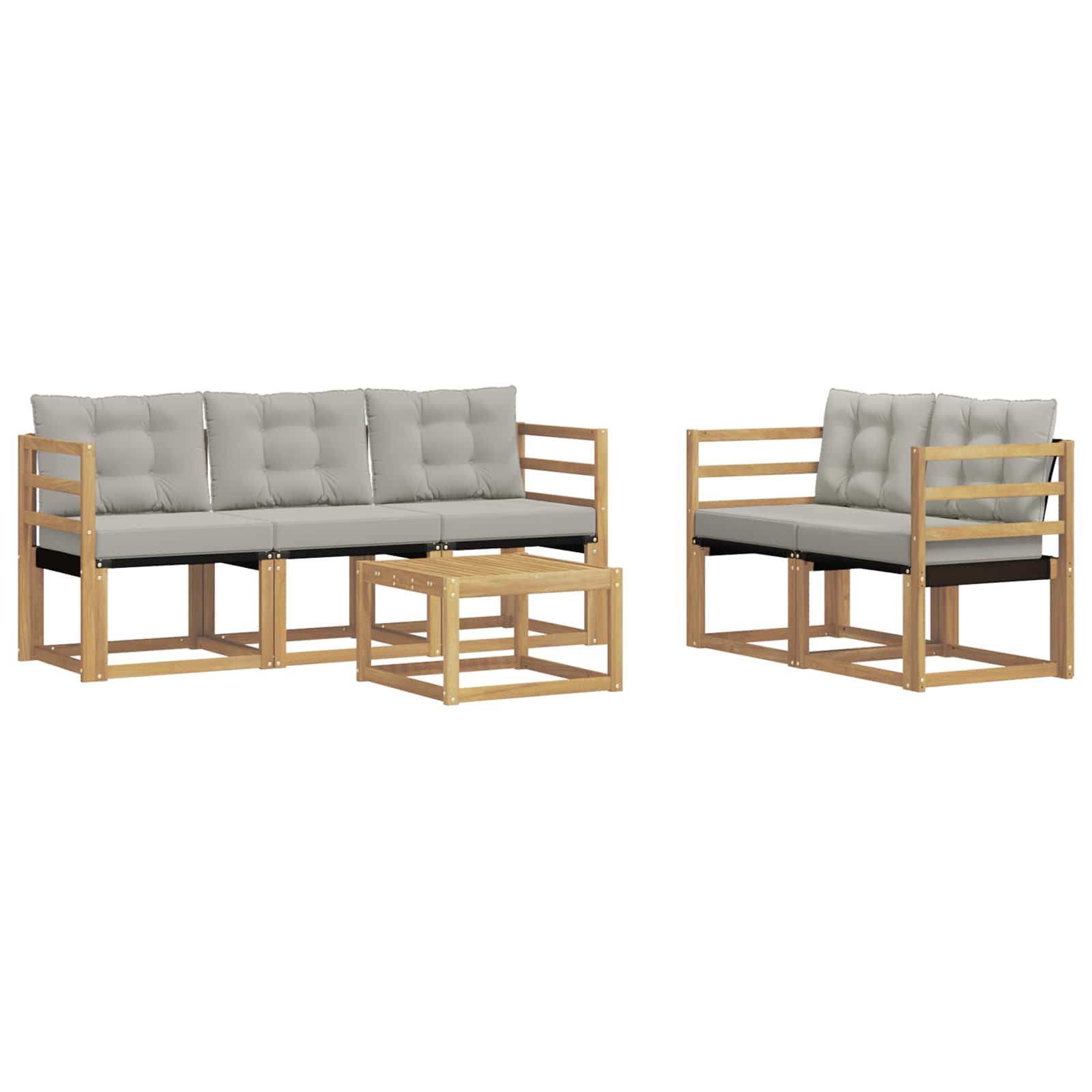 Outdoor-Sofagarnitur mit Kissen 6 pcs Weiß und Hellgrau