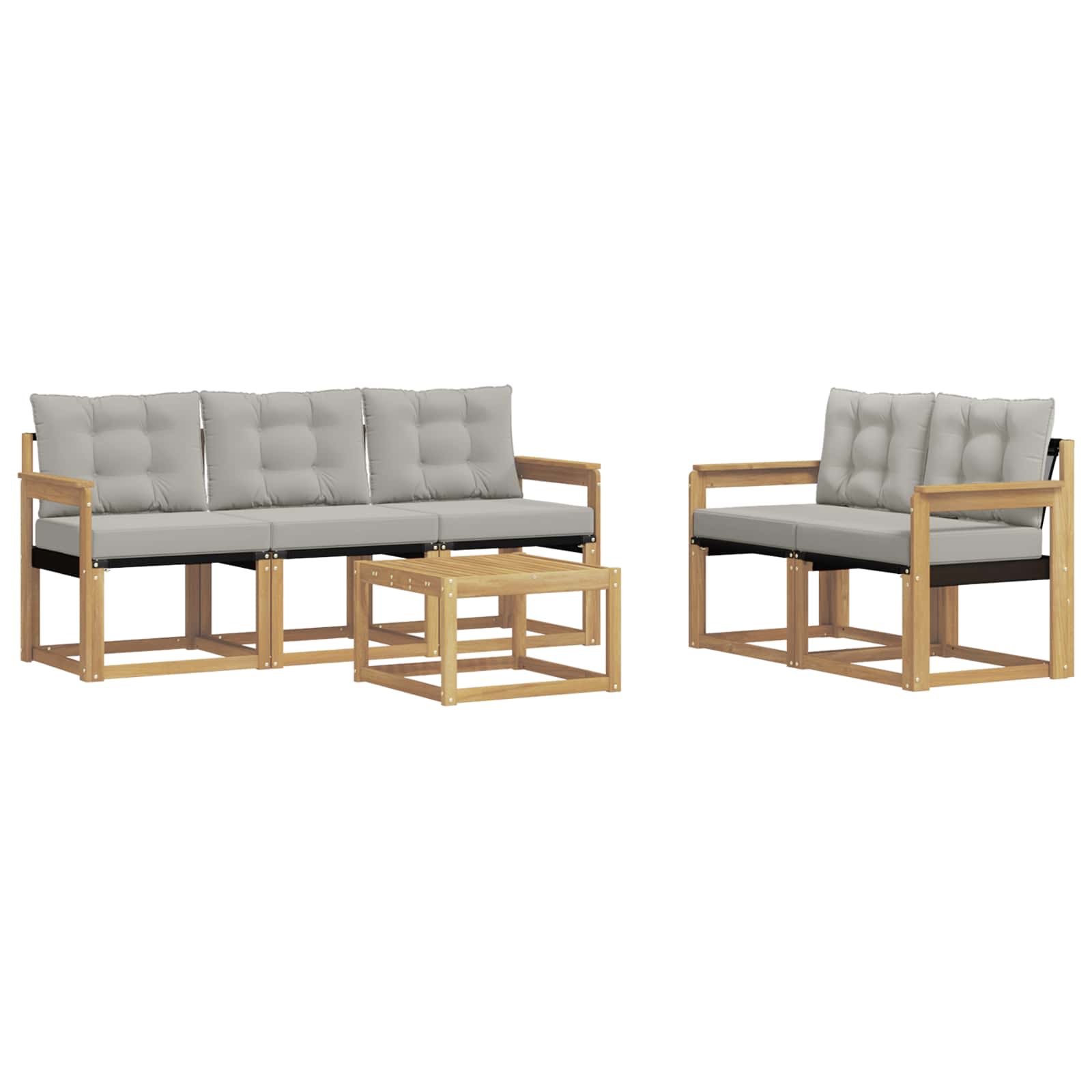 Outdoor-Sofagarnitur mit Kissen 6 pcs Weiß und Hellgrau