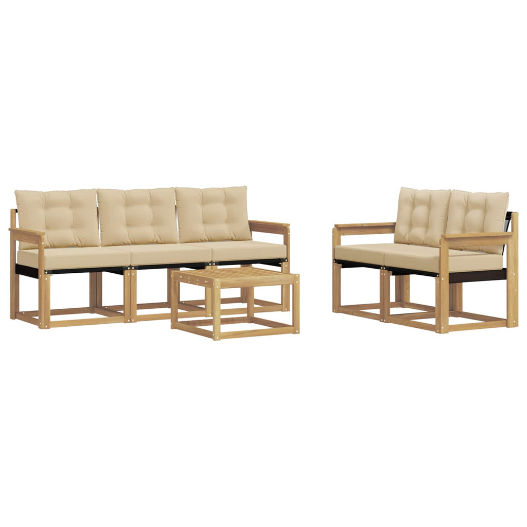 Outdoor-Sofagarnitur mit Kissen 6 pcs Weiß und Beige