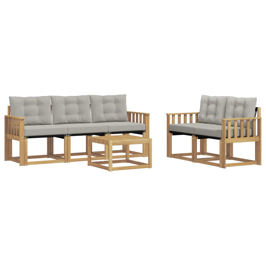 Outdoor-Sofagarnitur mit Kissen 6 pcs Weiß und Hellgrau