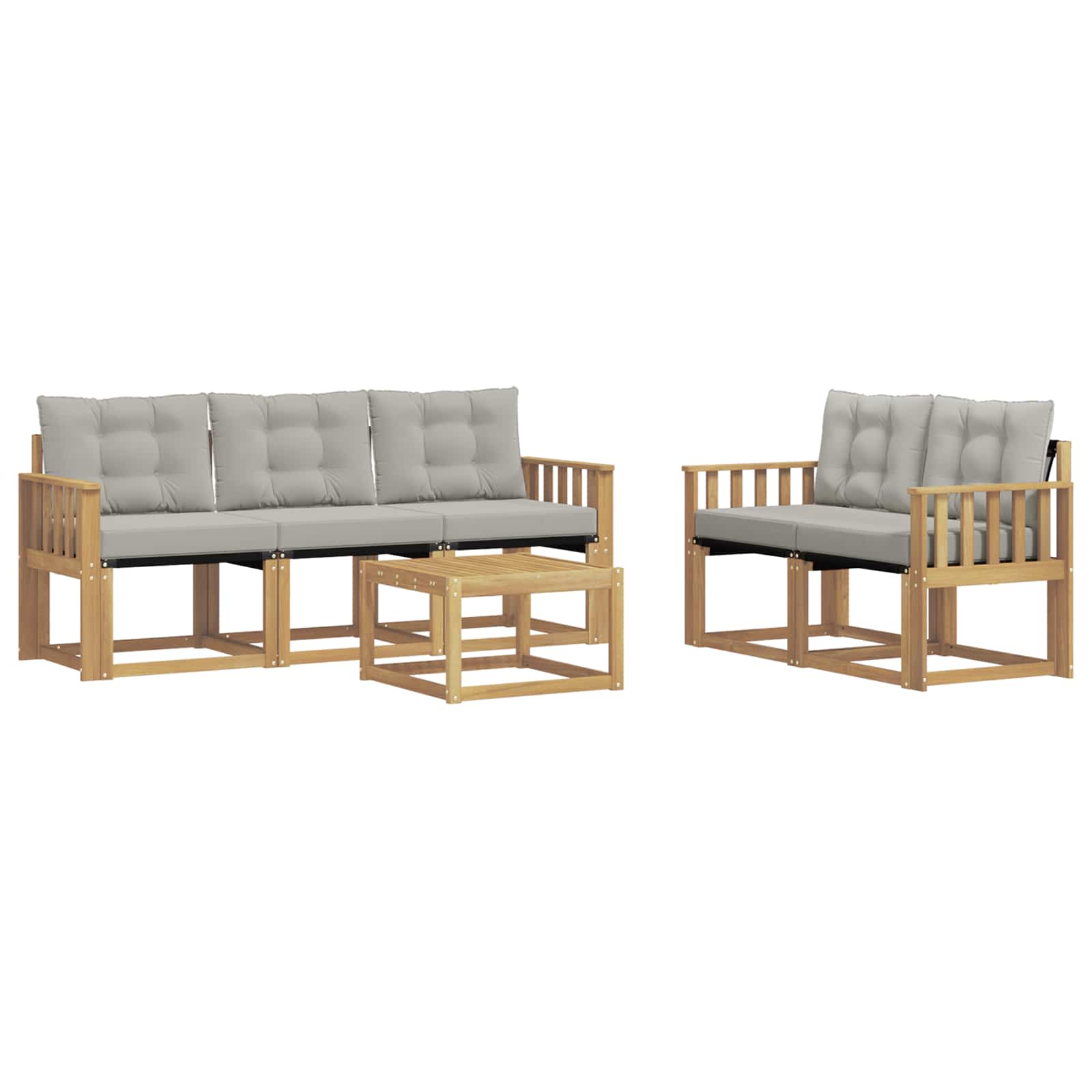 Outdoor-Sofagarnitur mit Kissen 6 pcs Weiß und Hellgrau