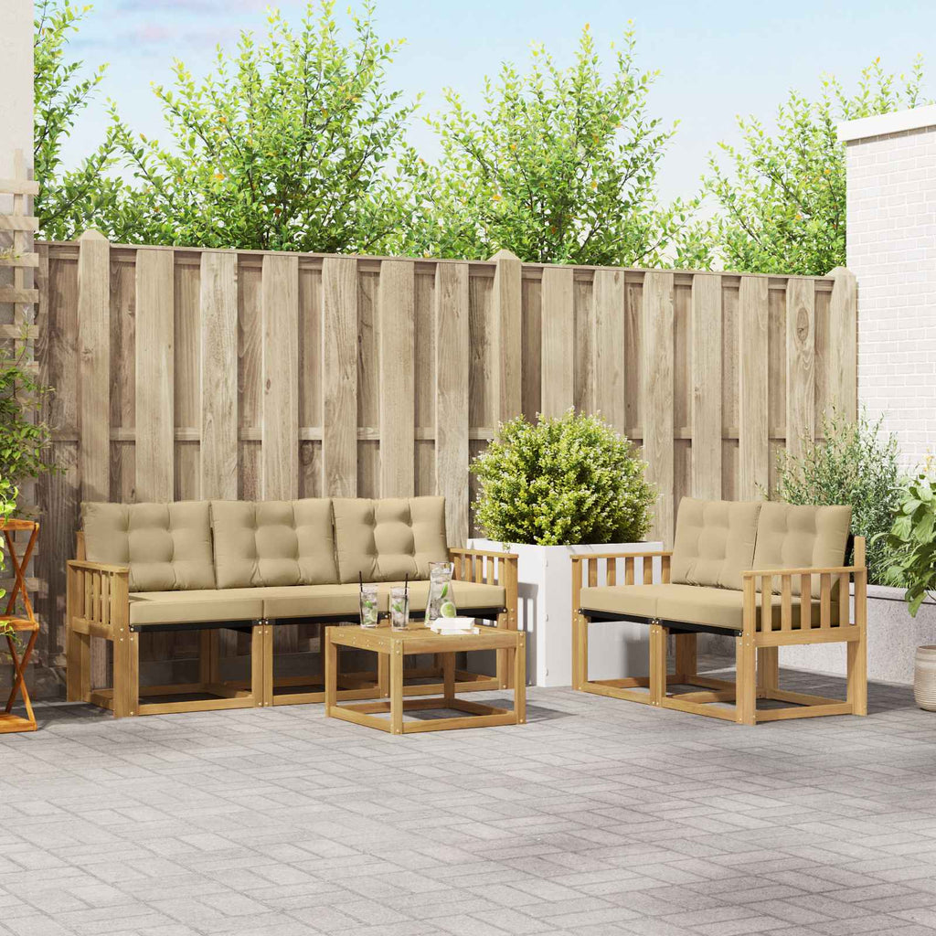 Outdoor-Sofagarnitur mit Kissen 6 pcs Weiß und Beige