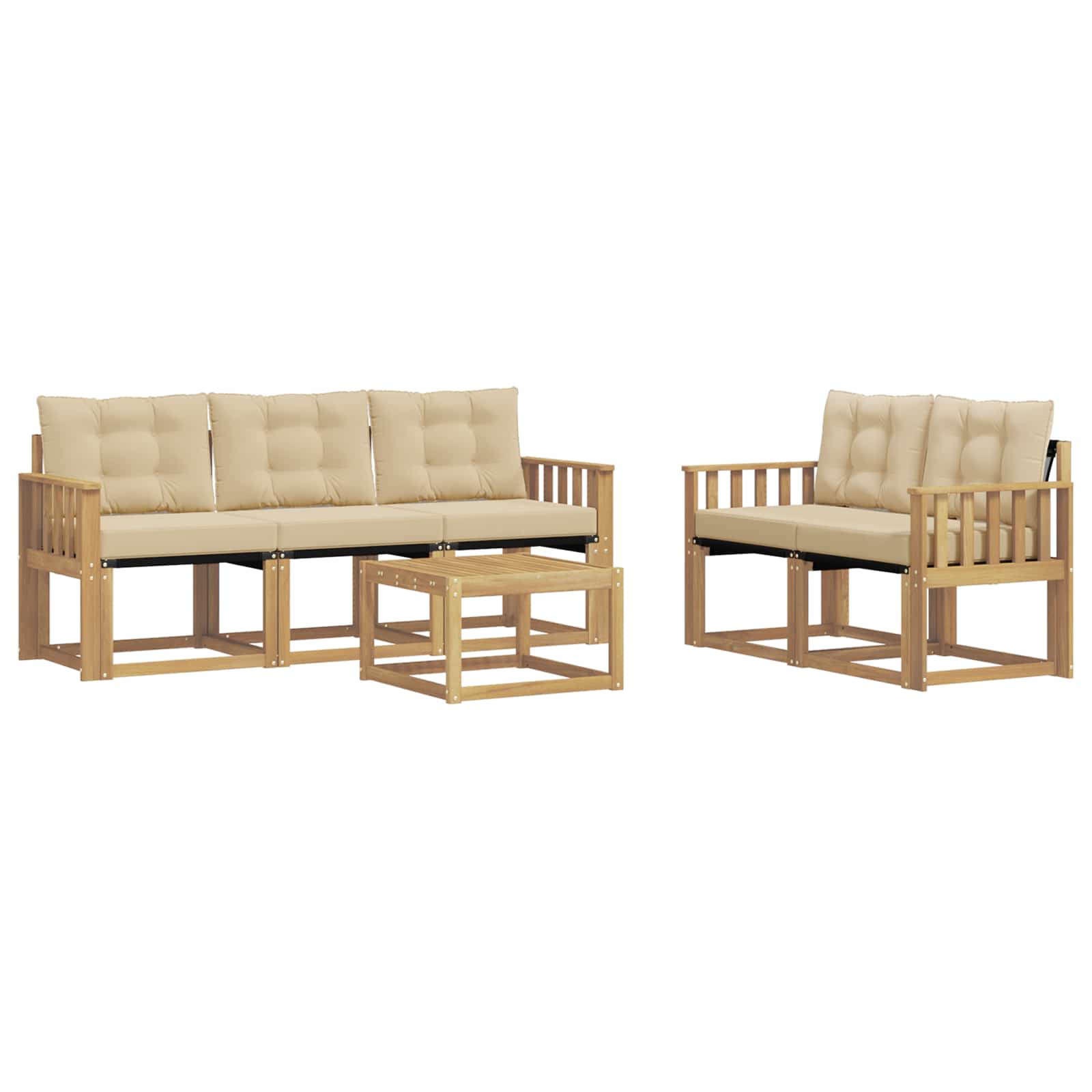 Outdoor-Sofagarnitur mit Kissen 6 pcs Weiß und Beige