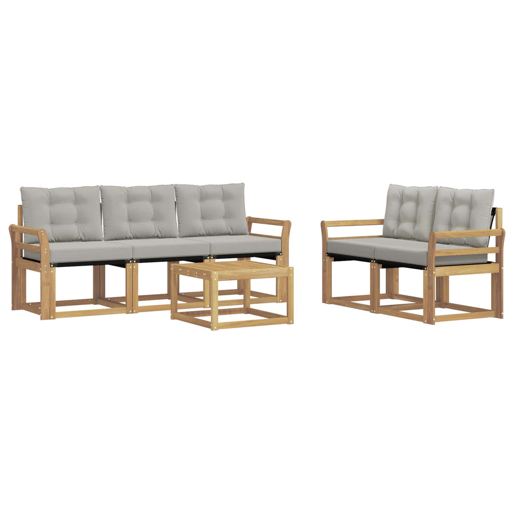Outdoor-Sofagarnitur mit Kissen 6 pcs Weiß und Hellgrau