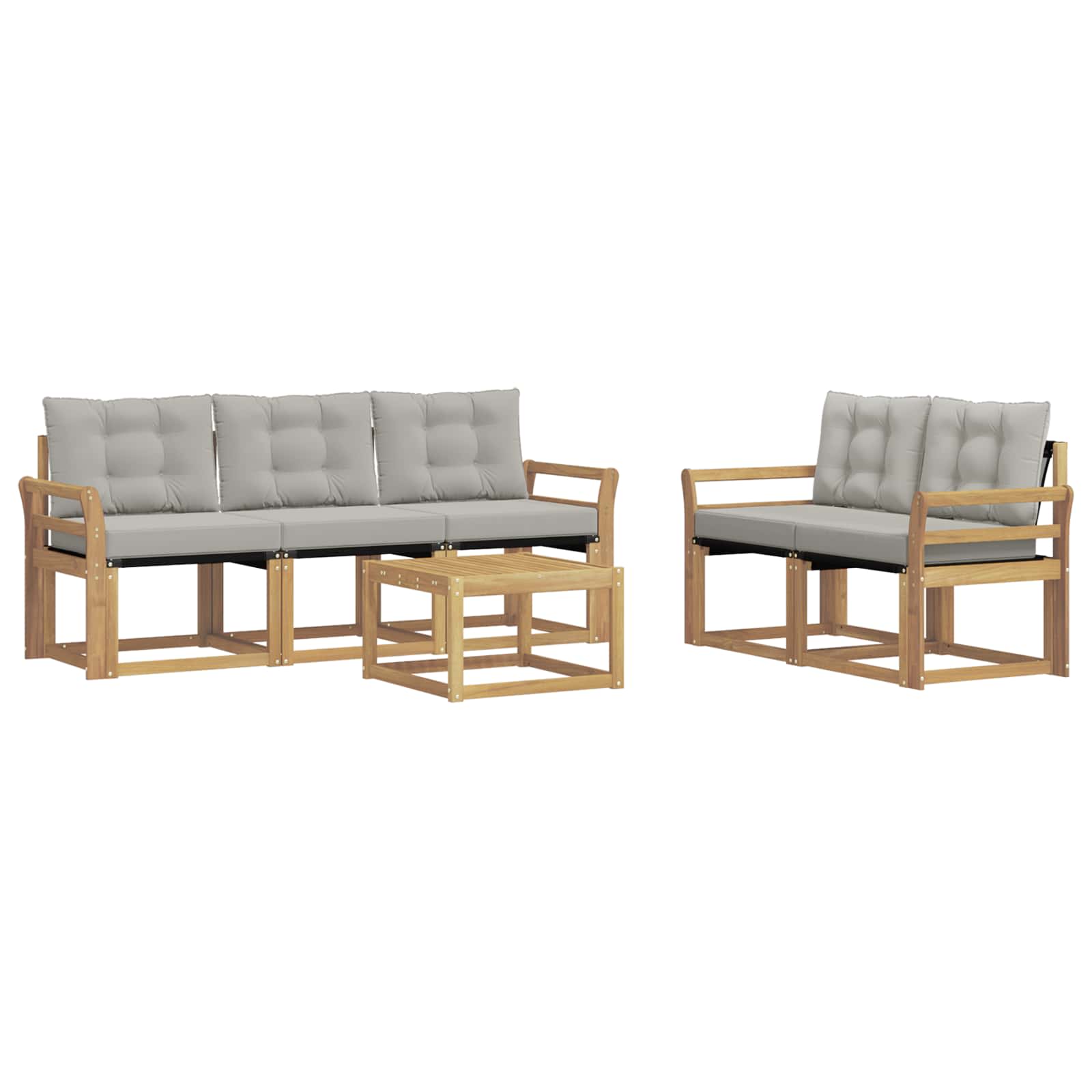 Outdoor-Sofagarnitur mit Kissen 6 pcs Weiß und Hellgrau