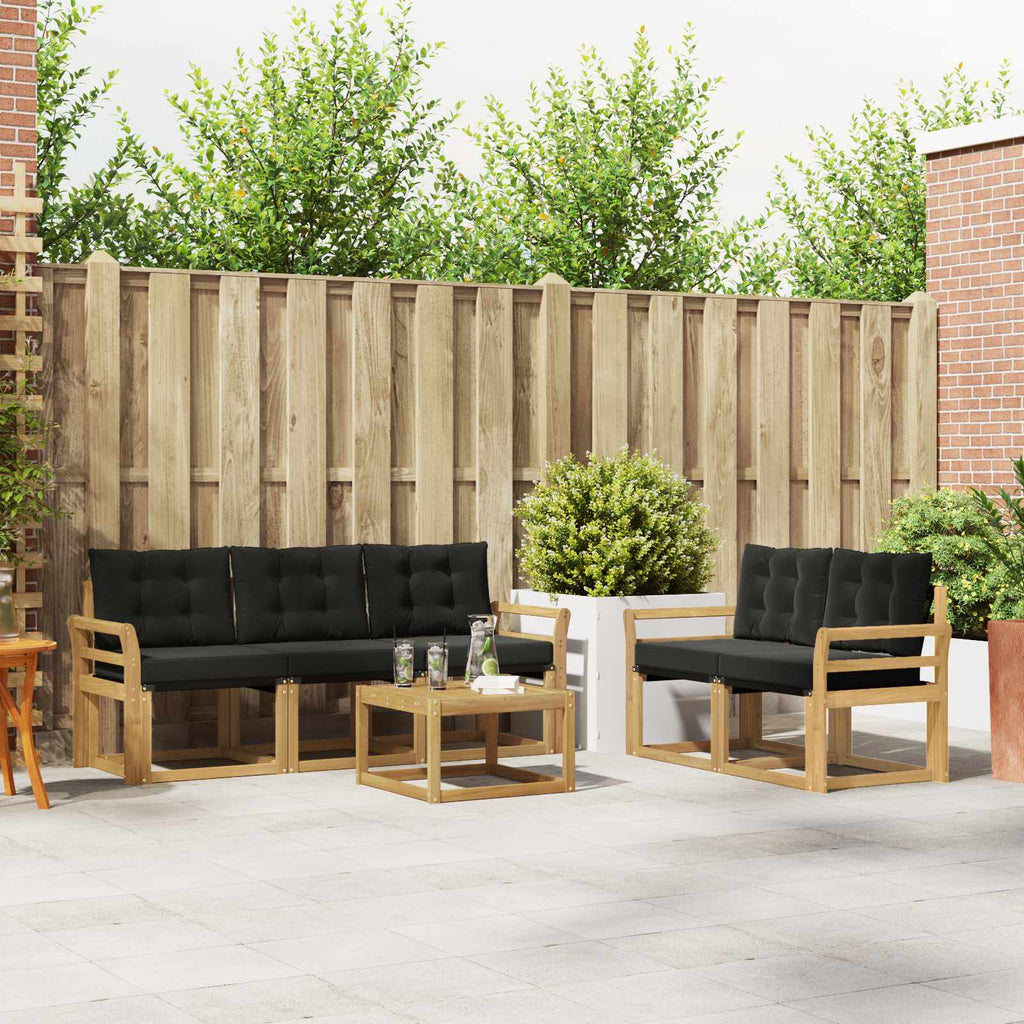Outdoor-Sofagarnitur mit Kissen 6 pcs Weiß und Schwarz