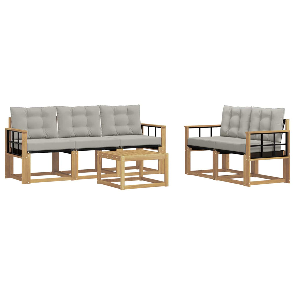 Outdoor-Sofagarnitur mit Kissen 6 pcs Weiß und Hellgrau
