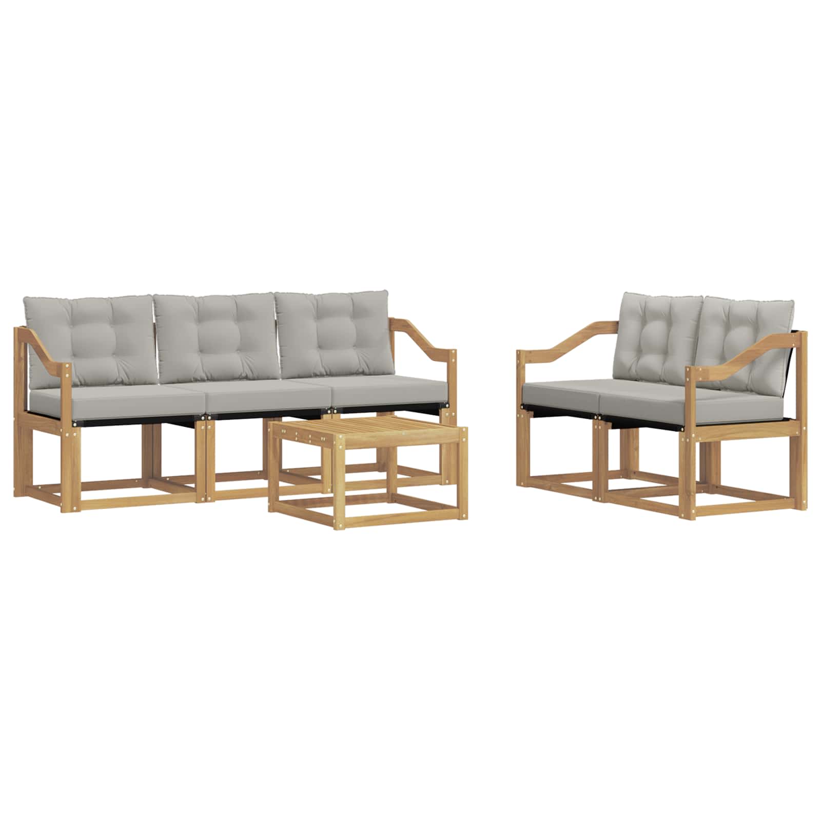 Outdoor-Sofagarnitur mit Kissen 6 pcs Weiß und Hellgrau