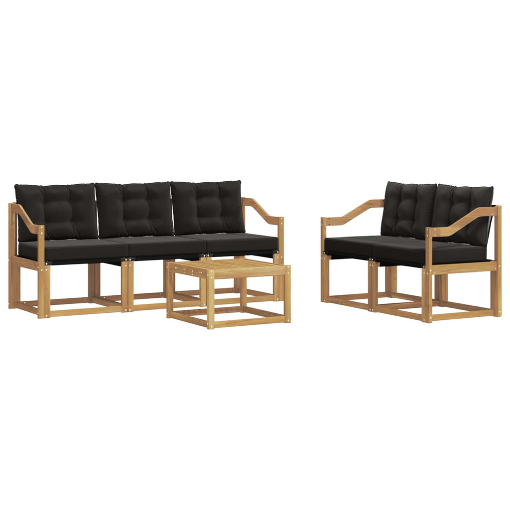 Outdoor-Sofagarnitur mit Kissen 6 pcs Weiß und Schwarz