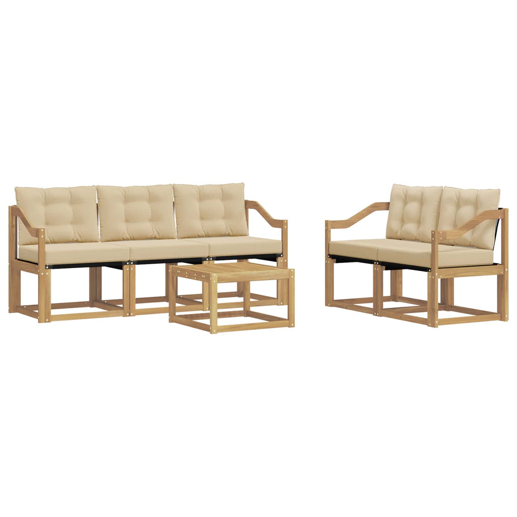Outdoor-Sofagarnitur mit Kissen 6 pcs Weiß und Beige