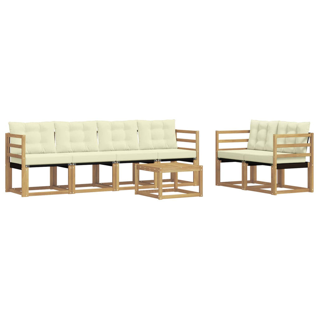 Outdoor-Sofagarnitur mit Kissen 7 pcs Weiß und Creme