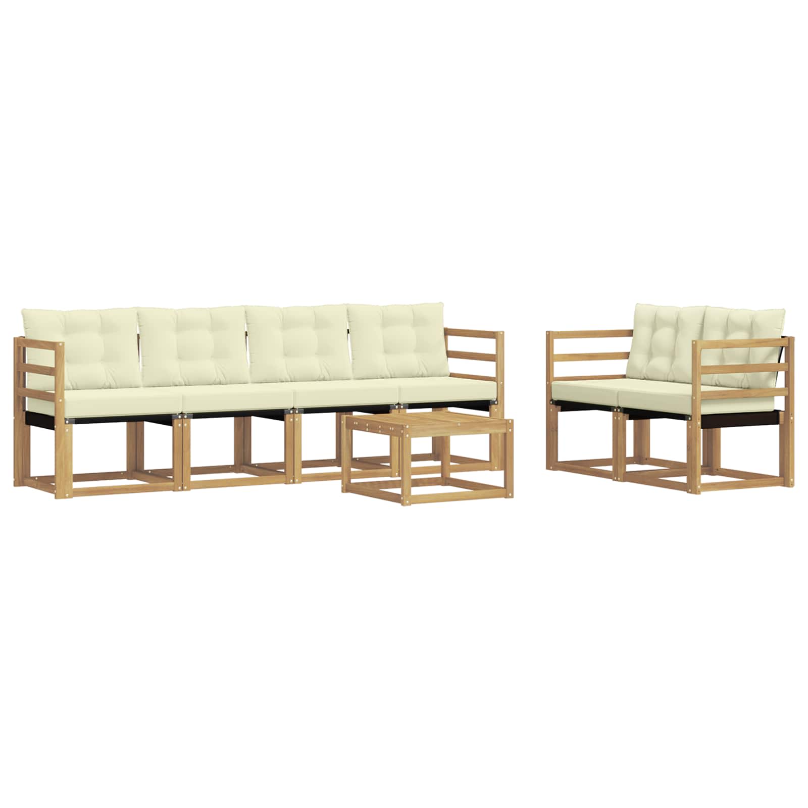 Outdoor-Sofagarnitur mit Kissen 7 pcs Weiß und Creme