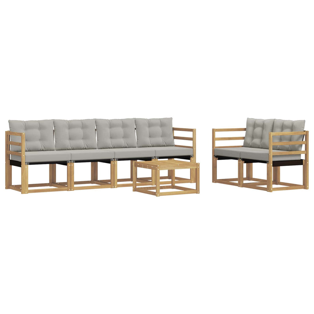 Outdoor-Sofagarnitur mit Kissen 7 pcs Weiß und Hellgrau