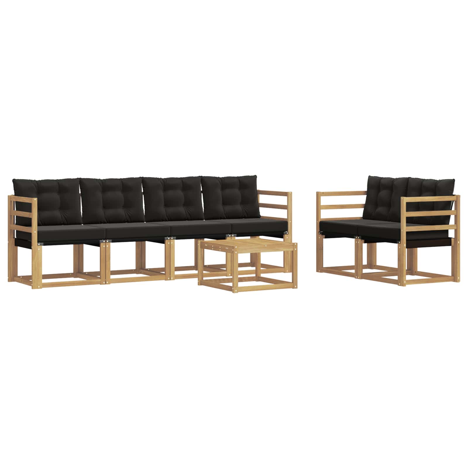 Outdoor-Sofagarnitur mit Kissen 7 pcs Weiß und Schwarz