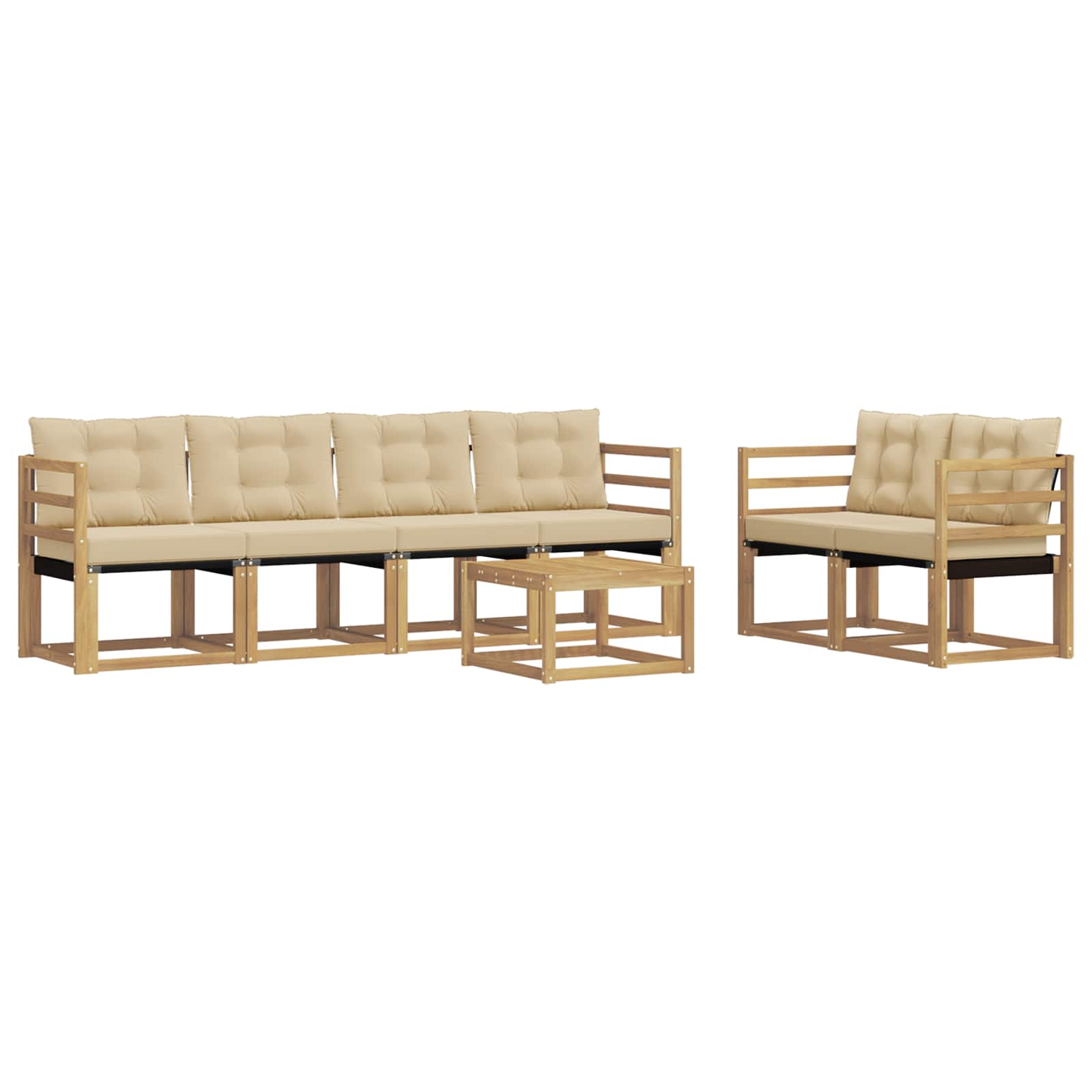 Outdoor-Sofagarnitur mit Kissen 7 pcs Weiß und Beige