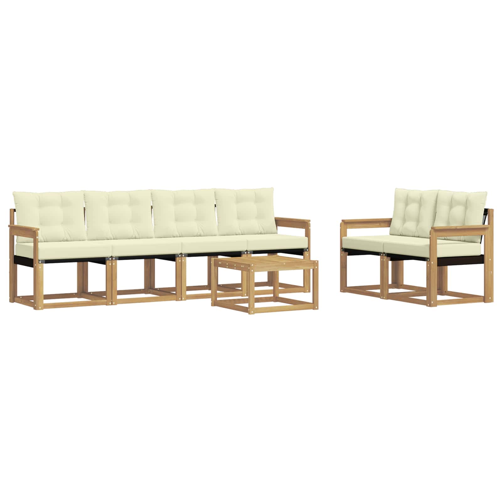 Outdoor-Sofagarnitur mit Kissen 7 pcs Weiß und Creme