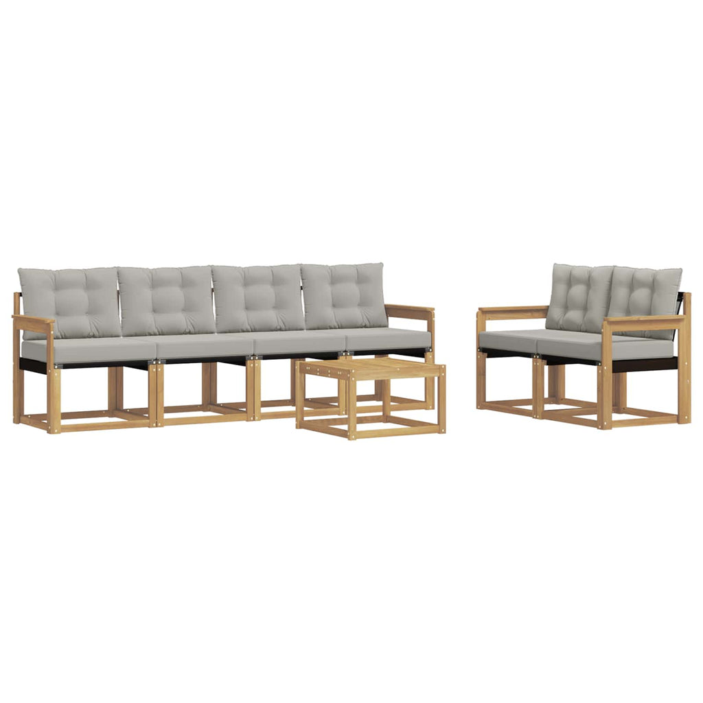 Outdoor-Sofagarnitur mit Kissen 7 pcs Weiß und Hellgrau