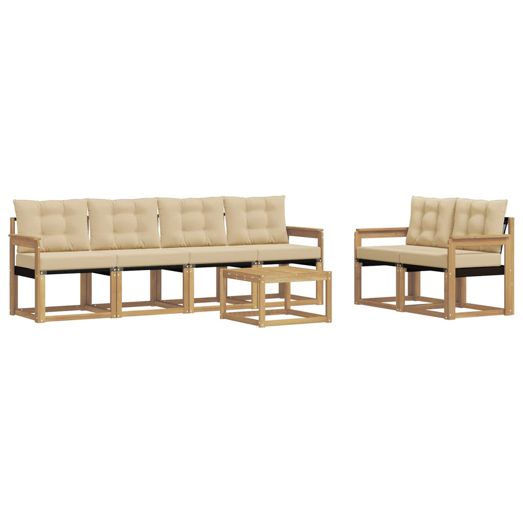 Outdoor-Sofagarnitur mit Kissen 7 pcs Weiß und Beige