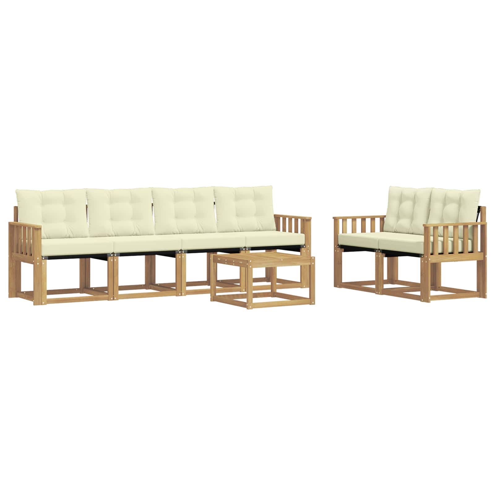 Outdoor-Sofagarnitur mit Kissen 7 pcs Weiß und Creme